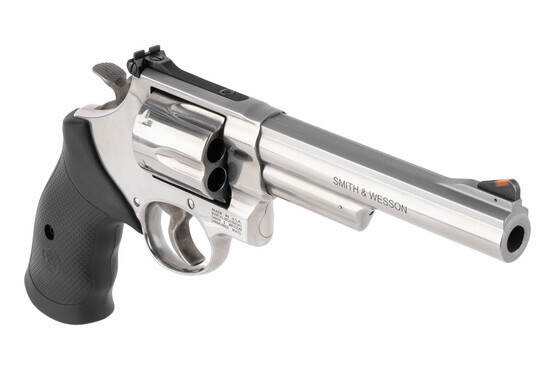 S&W Model 629 44 Magnum Revolver features a sleek stainless steel frame.